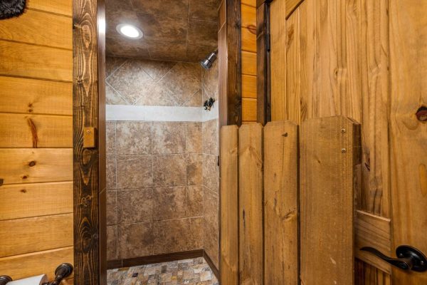 Walk in tile shower in Bear Cub