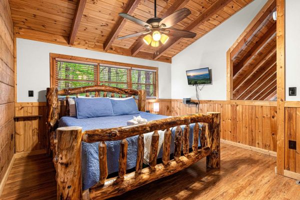 Upstairs Loft Custom King Log Bed